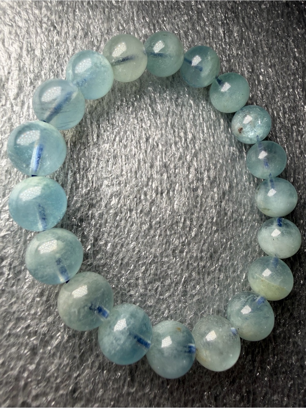 Gorgeous 10MM Aquamarine Natural Crystal Bracelet